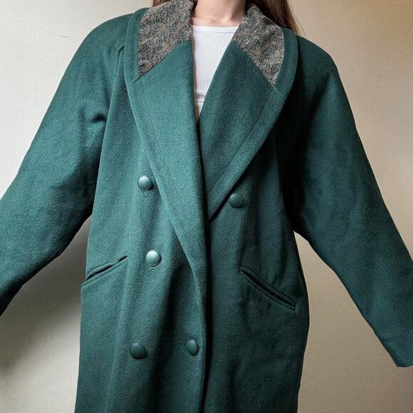 Vintage Donnybrook Green Long Double Breasted Coat Menswear - Picture 2 of 4